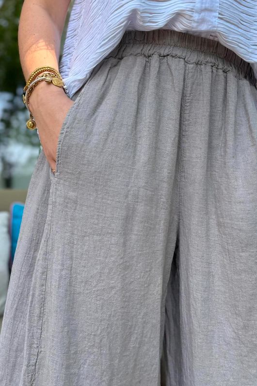 Sandbar Linen Blend Barrel Culotte Pant Mocha